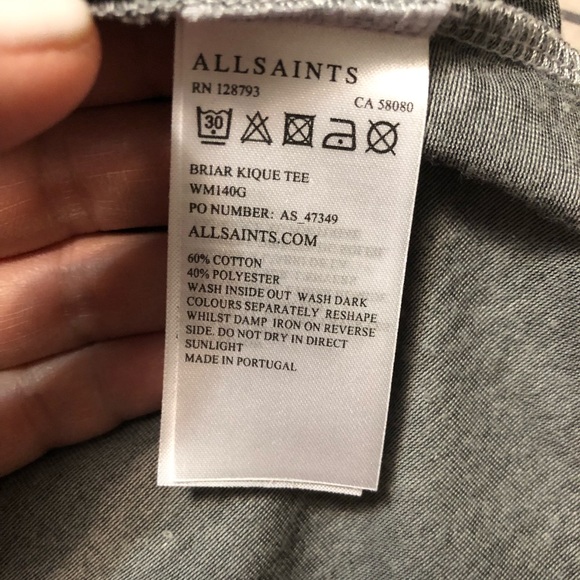 All Saints Briar Kique Black Grey short sleeve tee - size 6 - Picture 4 of 4